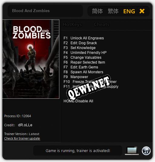 Blood And Zombies: Читы, Трейнер +11 [dR.oLLe]
