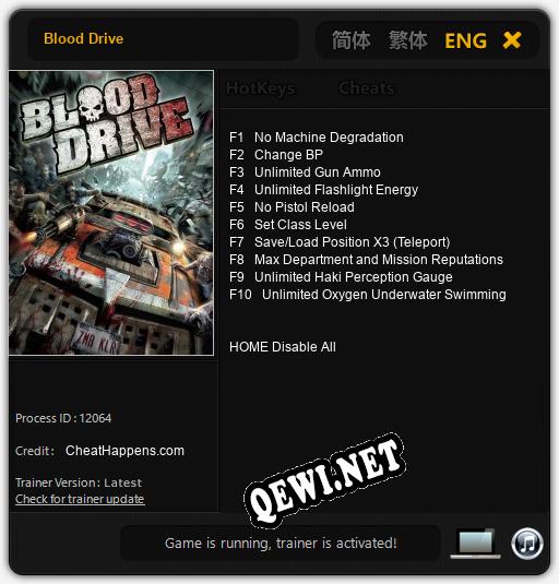 Blood Drive: ТРЕЙНЕР И ЧИТЫ (V1.0.90)