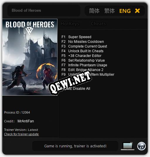 Blood of Heroes: Читы, Трейнер +9 [MrAntiFan]
