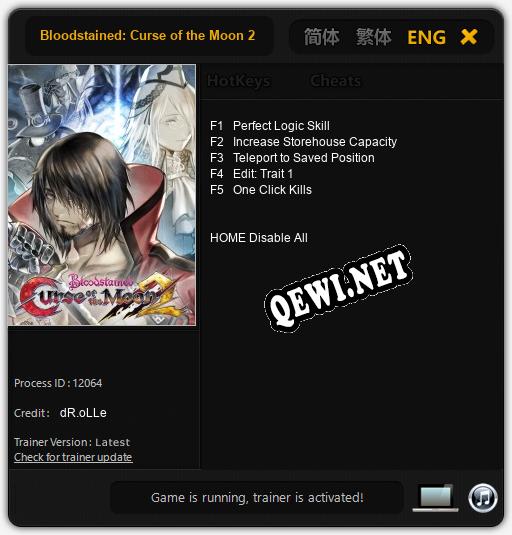 Bloodstained: Curse of the Moon 2: ТРЕЙНЕР И ЧИТЫ (V1.0.78)