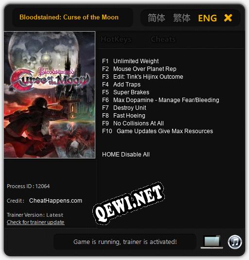 Bloodstained: Curse of the Moon: Трейнер +10 [v1.2]