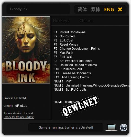 Bloody Ink: ТРЕЙНЕР И ЧИТЫ (V1.0.33)