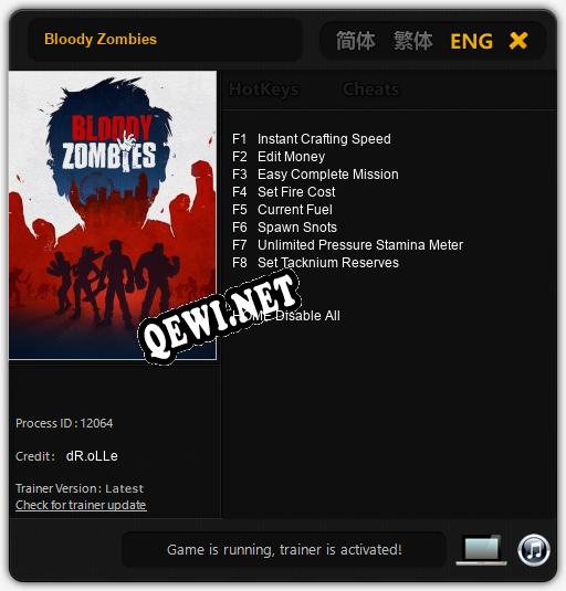 Bloody Zombies: ТРЕЙНЕР И ЧИТЫ (V1.0.37)