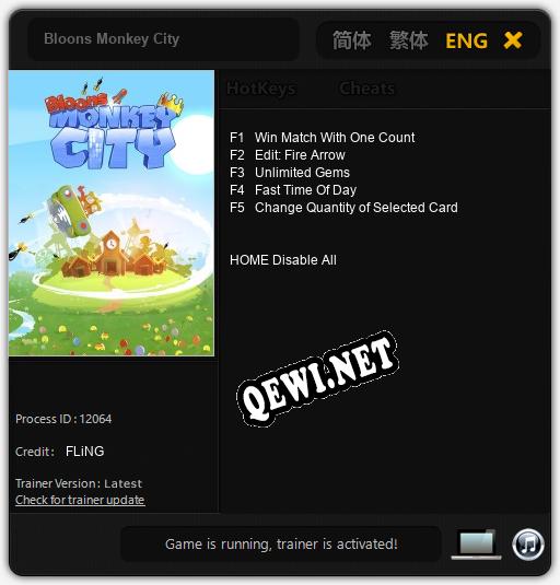 Трейнер для Bloons Monkey City [v1.0.2]