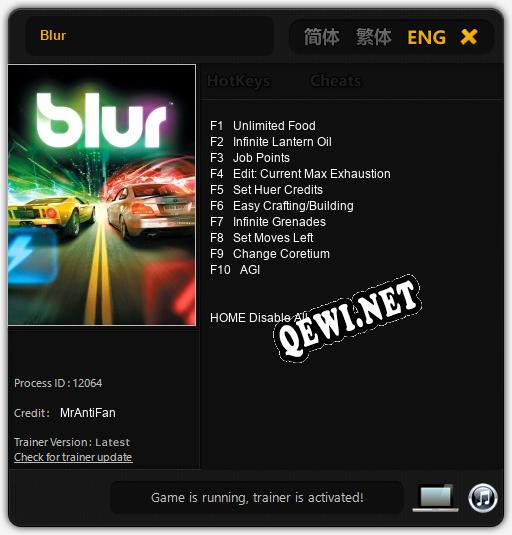 Трейнер для Blur [v1.0.7]