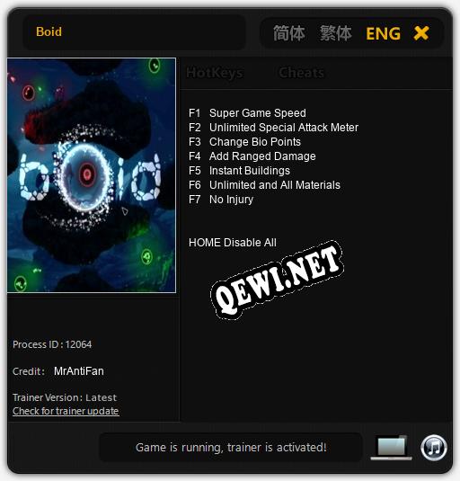 Трейнер для Boid [v1.0.8]