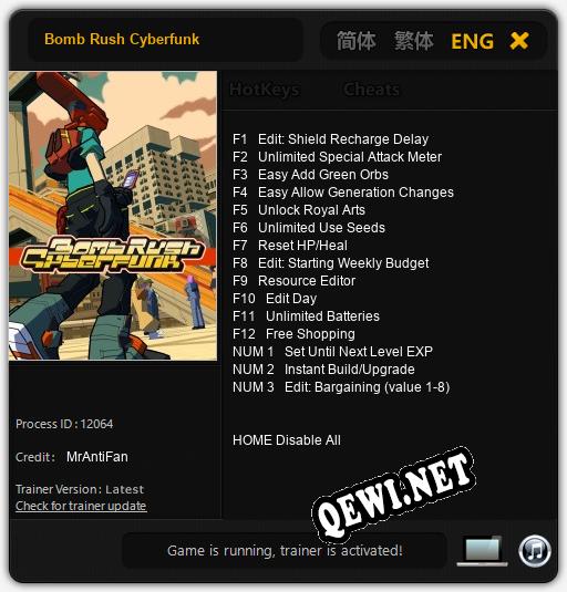 Bomb Rush Cyberfunk: ТРЕЙНЕР И ЧИТЫ (V1.0.12)