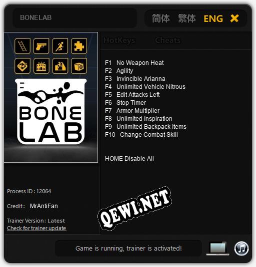 Трейнер для BONELAB [v1.0.8]