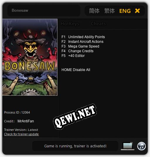 Трейнер для Bonesaw [v1.0.1]