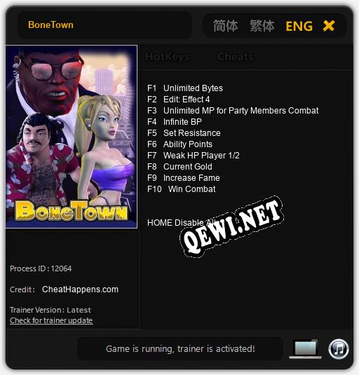 Трейнер для BoneTown [v1.0.6]