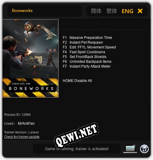 Трейнер для Boneworks [v1.0.6]