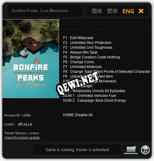 Bonfire Peaks: Lost Memories: Читы, Трейнер +14 [dR.oLLe]