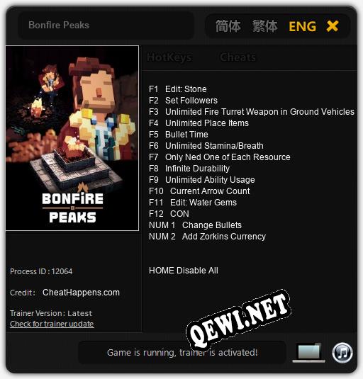 Bonfire Peaks: ТРЕЙНЕР И ЧИТЫ (V1.0.2)