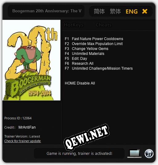 Boogerman 20th Anniversary: The Video Game: Читы, Трейнер +7 [MrAntiFan]