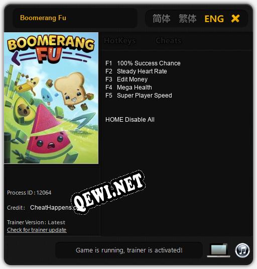 Трейнер для Boomerang Fu [v1.0.8]