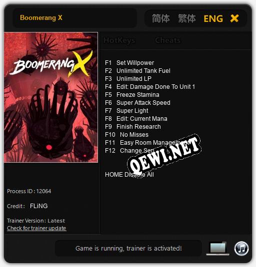 Boomerang X: Читы, Трейнер +12 [FLiNG]