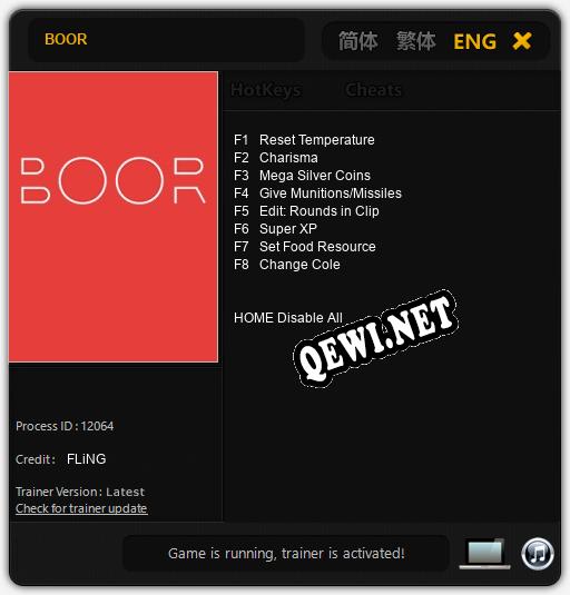 BOOR: Читы, Трейнер +8 [FLiNG]