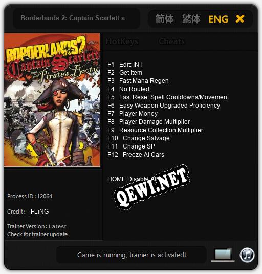 Трейнер для Borderlands 2: Captain Scarlett and her Pirates Booty [v1.0.1]