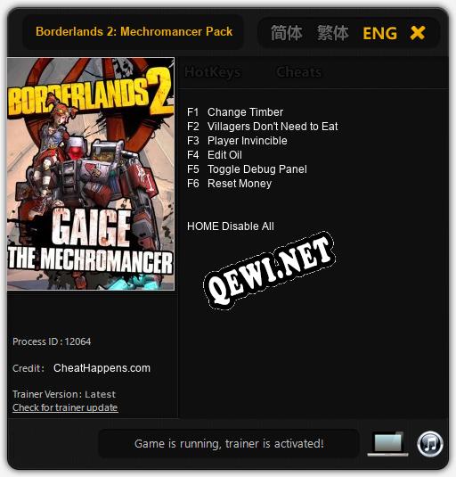 Borderlands 2: Mechromancer Pack: Читы, Трейнер +6 [CheatHappens.com]