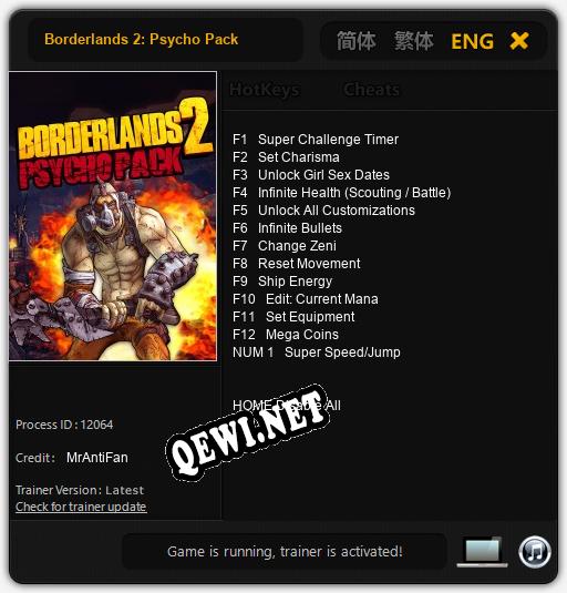 Borderlands 2: Psycho Pack: Трейнер +13 [v1.7]