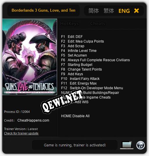 Borderlands 3 Guns, Love, and Tentacles: Читы, Трейнер +15 [CheatHappens.com]