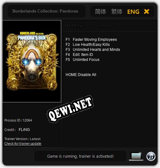 Трейнер для Borderlands Collection: Pandoras Box [v1.0.9]