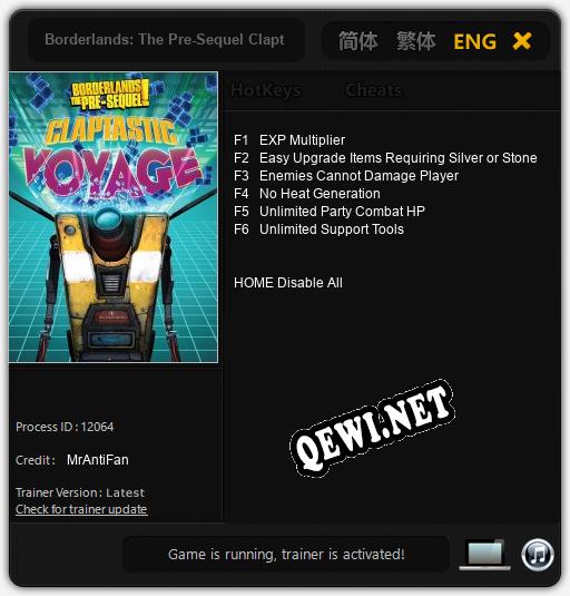 Трейнер для Borderlands: The Pre-Sequel Claptastic Voyage [v1.0.6]