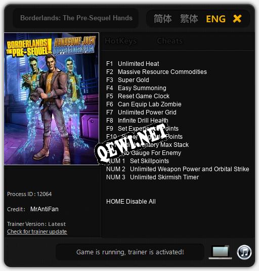 Borderlands: The Pre-Sequel Handsome Jack Doppleganger: ТРЕЙНЕР И ЧИТЫ (V1.0.87)