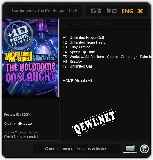 Borderlands: The Pre-Sequel The Holodome Onslaught: Трейнер +7 [v1.1]