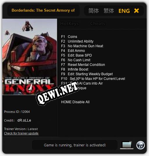 Borderlands: The Secret Armory of General Knoxx: Читы, Трейнер +12 [dR.oLLe]