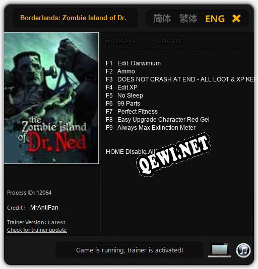 Трейнер для Borderlands: Zombie Island of Dr. Ned [v1.0.9]