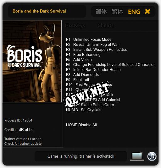 Boris and the Dark Survival: ТРЕЙНЕР И ЧИТЫ (V1.0.3)