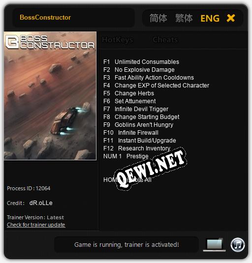 Трейнер для BossConstructor [v1.0.5]