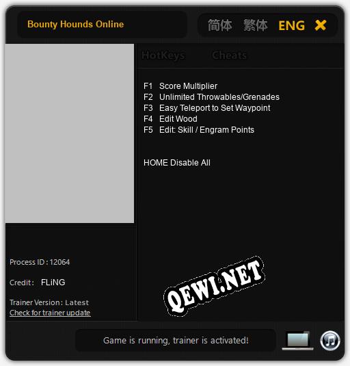 Трейнер для Bounty Hounds Online [v1.0.4]