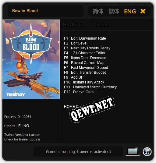 Трейнер для Bow to Blood [v1.0.7]