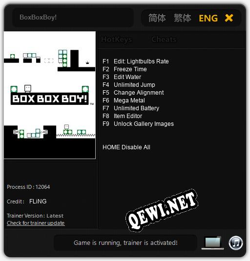 BoxBoxBoy!: Читы, Трейнер +9 [FLiNG]