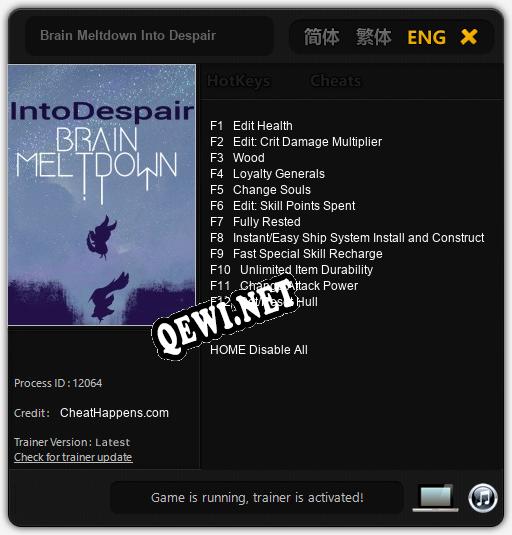 Трейнер для Brain Meltdown Into Despair [v1.0.5]