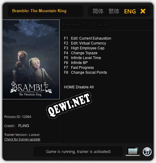 Трейнер для Bramble: The Mountain King [v1.0.4]