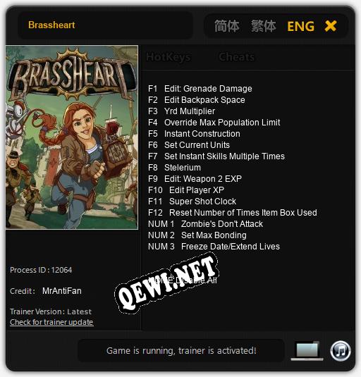 Brassheart: ТРЕЙНЕР И ЧИТЫ (V1.0.78)