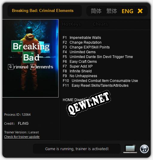 Breaking Bad: Criminal Elements: Читы, Трейнер +11 [FLiNG]