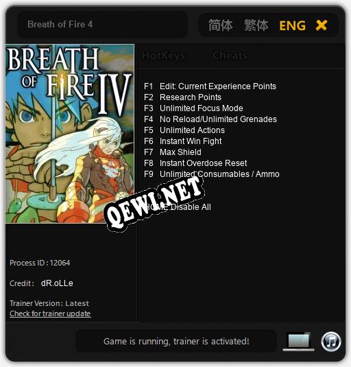 Breath of Fire 4: ТРЕЙНЕР И ЧИТЫ (V1.0.97)