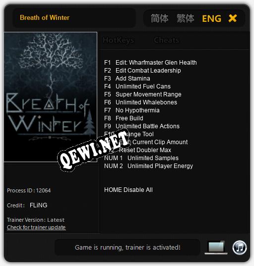 Breath of Winter: ТРЕЙНЕР И ЧИТЫ (V1.0.90)