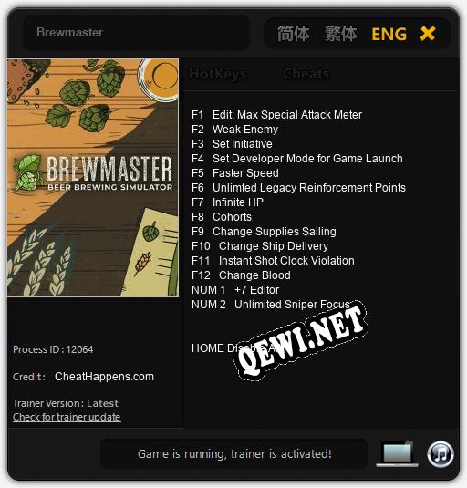 Brewmaster: Трейнер +14 [v1.1]