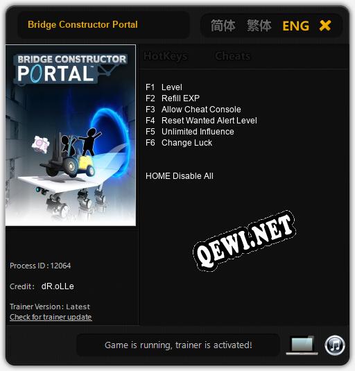 Трейнер для Bridge Constructor Portal [v1.0.1]