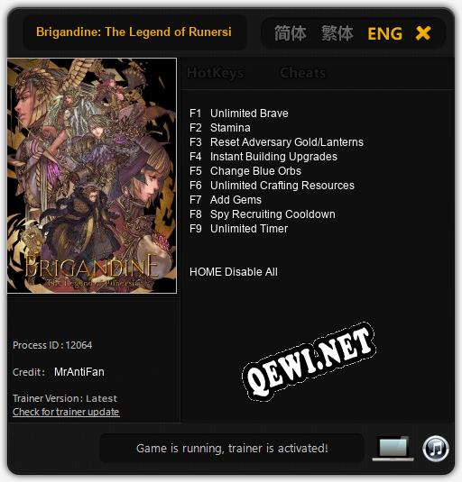 Brigandine: The Legend of Runersia: Трейнер +9 [v1.6]