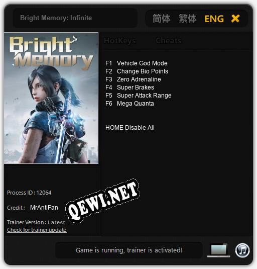 Bright Memory: Infinite: Трейнер +6 [v1.7]