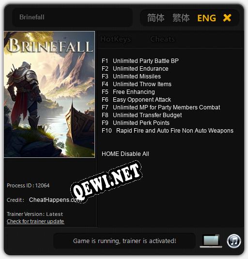 Трейнер для Brinefall [v1.0.8]