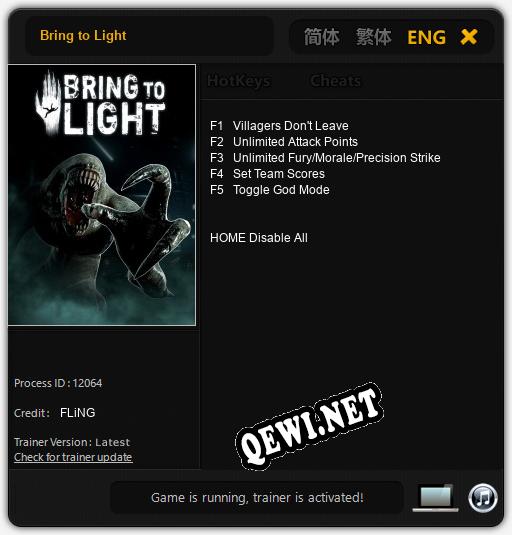 Bring to Light: ТРЕЙНЕР И ЧИТЫ (V1.0.22)