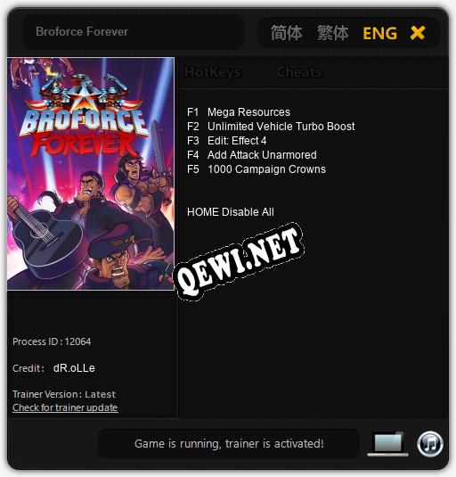 Broforce Forever: Читы, Трейнер +5 [dR.oLLe]