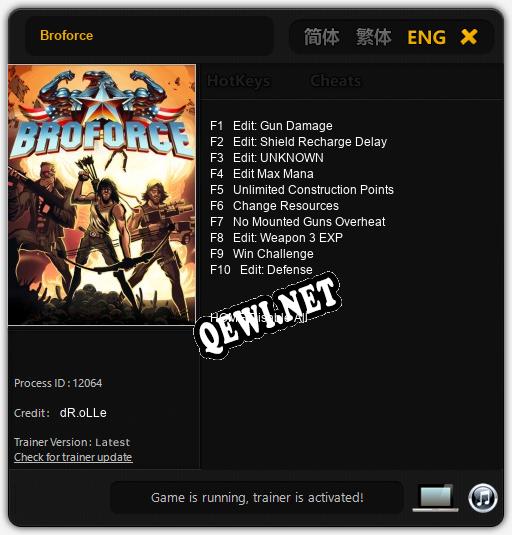 Broforce: Читы, Трейнер +10 [dR.oLLe]